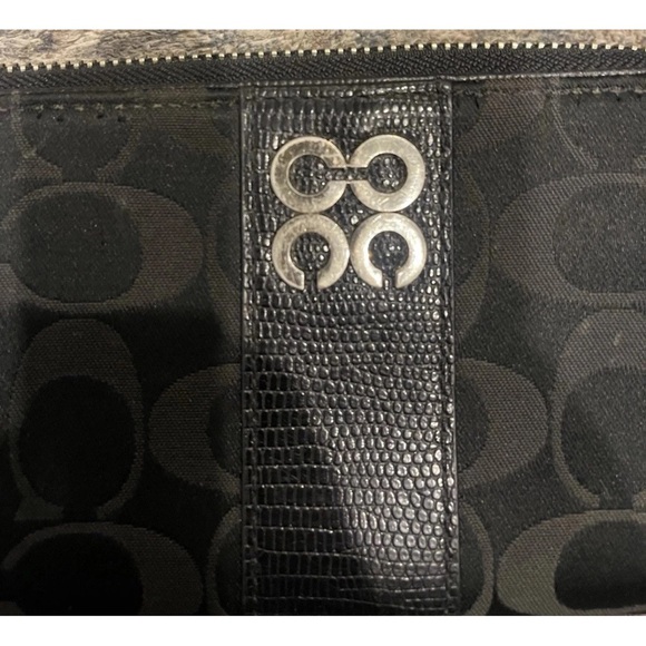 Vintage Coach Wallet Julia Op art Jacquard & Leather Envelope Wallet Black - Picture 10 of 13